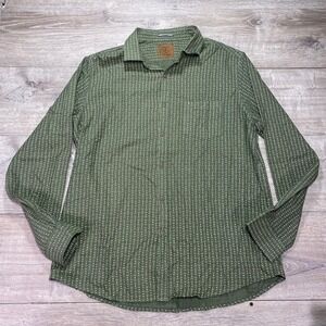 Turtle Sports Club Shirt Mens 44 Green Slim Fit Long Sleeve Button Up Casual